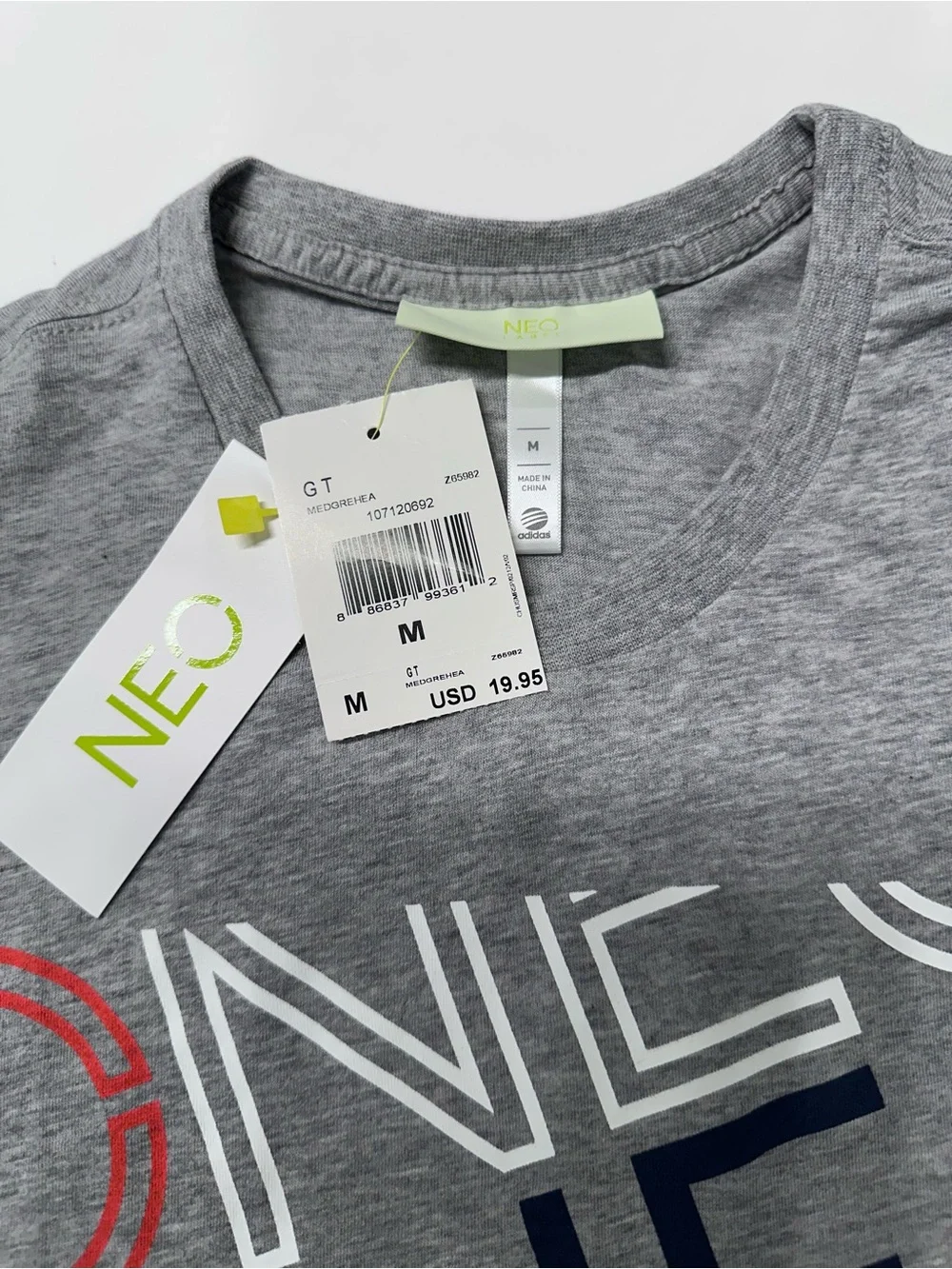 Adidas NEO Vintage Retro Grey Graphic Print Men's T-Shirt